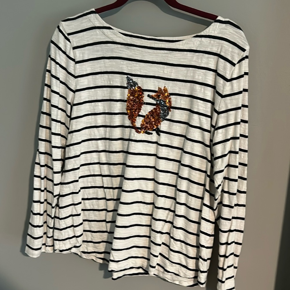 Fox sequined striped casual top